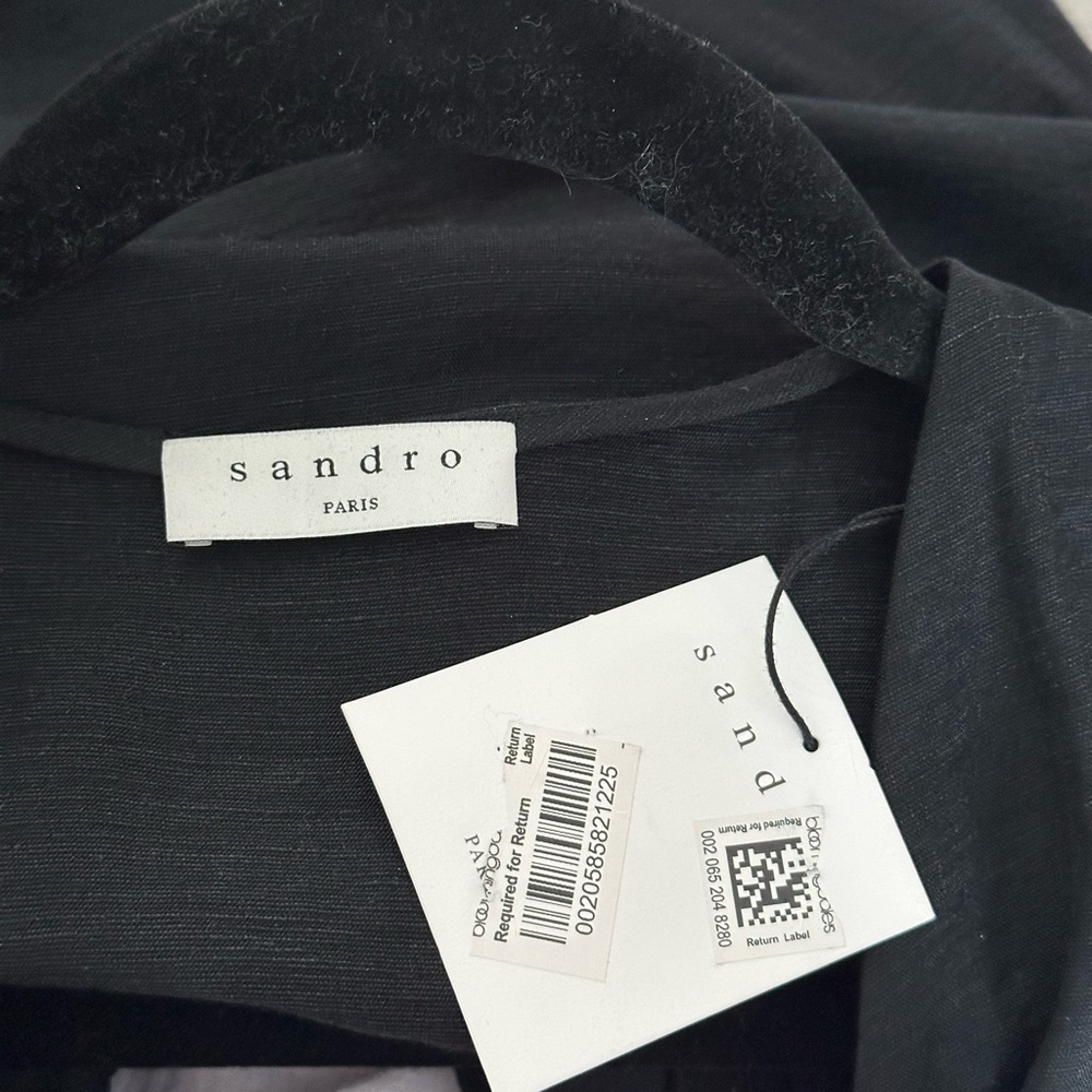 Sandro Black Midi Dress with Puff Sleeves - Picture 6 of 6